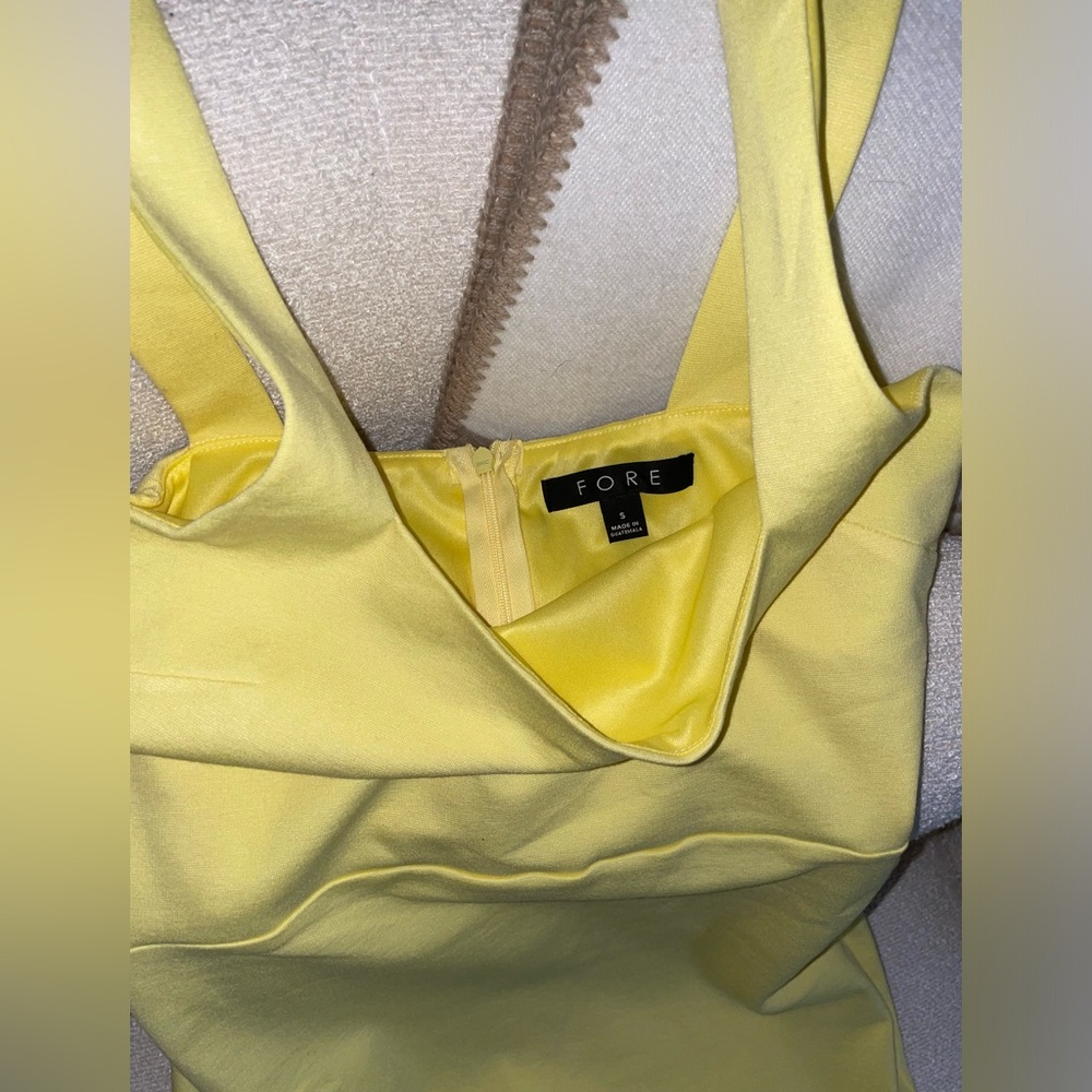 Yellow Bodycon Square Neck Tank Midi Dress - Picture 11 of 12